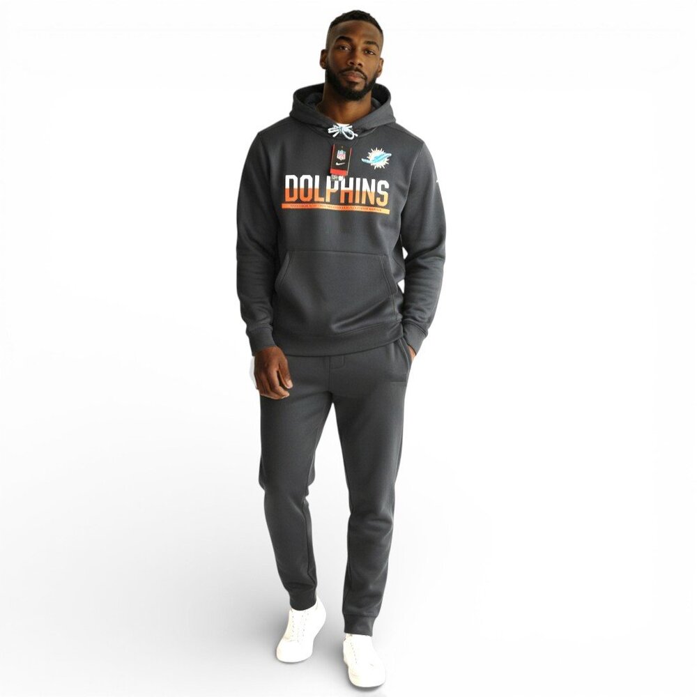 Nike Miami Dolphins 2 Piece Sweatsuit Men's Size XL Hoodie Joggers Warm Ups NWT